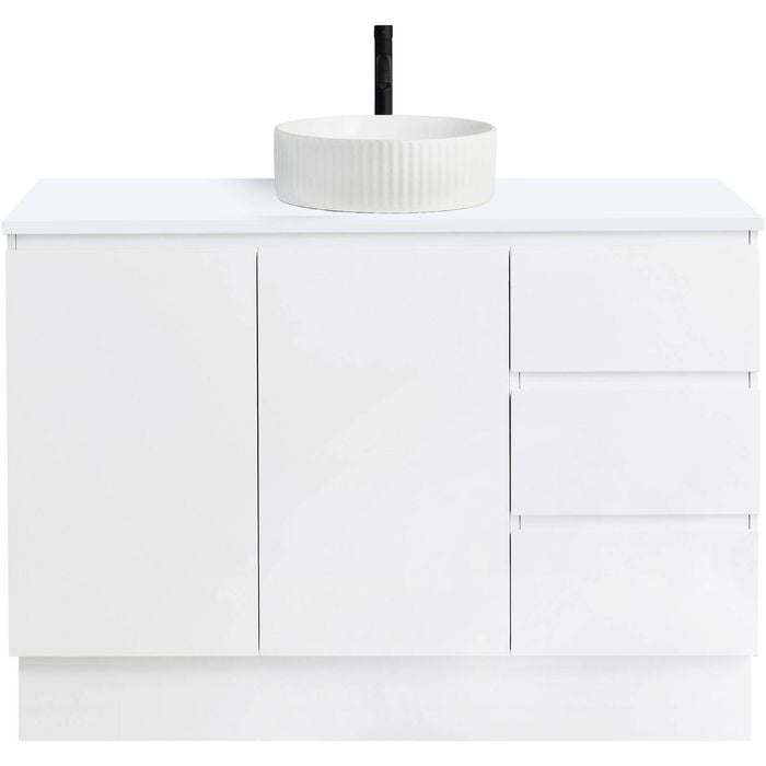CIBO 1200mm White Nordic Full Height Bathroom Vanity With Fluted White Gloss Basin