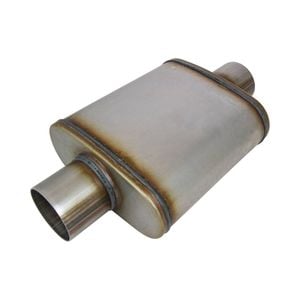 Redback 2-1/2" Performance Muffler Centre/centre - 9" X 4" Oval, 14" Long, 409 Ss
