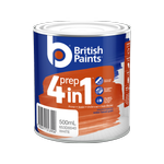 British Paints White 4 In 1 Prep Water Based Primer Sealer Undercoat - 500ml