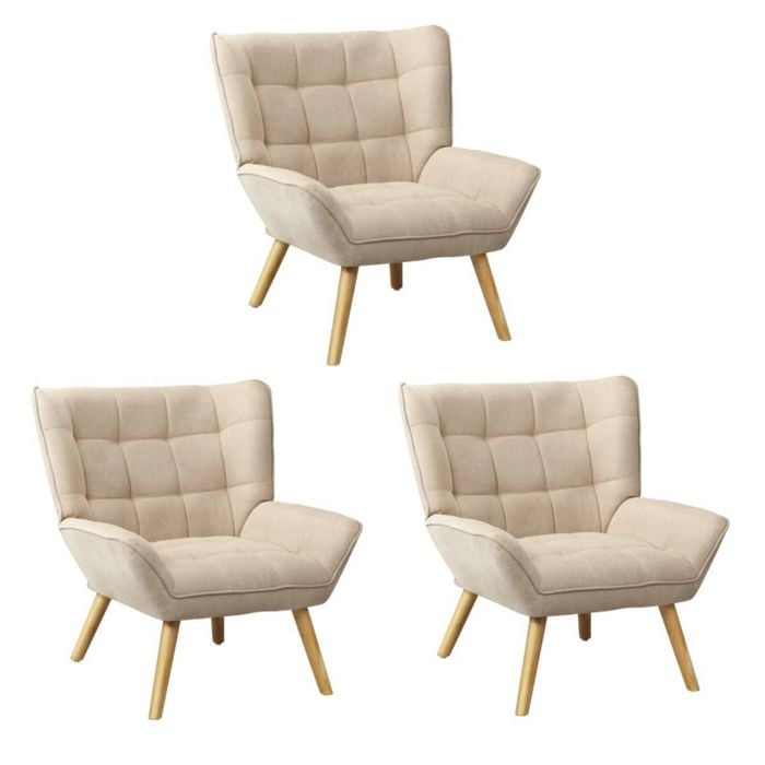 Oikiture 3x Armchair Fabric Beige