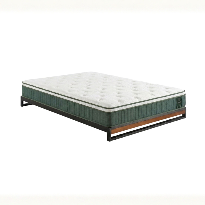 Zinus Single Ironline Bamboo Metal Bed Frame & Pocket Spring Mattress Set, 15cm High, Green Premium Euro Top