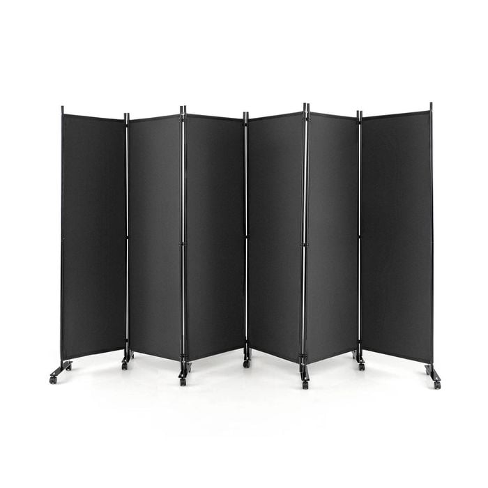 Costway 6-panel Folding Room Divider 1.72m Rolling Privacy Screen W/wheels - Grey