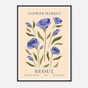 Galrie Seoul Flower Market Botanical Archive No.4 Art Print Elegant Floral Decor, Black Frame, A2 42 x 60cm (16 x 24inch)