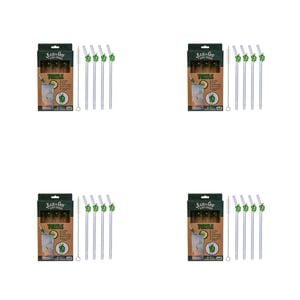 4x 4pc Eco-To-Go Glass Straw Turtle Heart Shaped Reusable with Cleaner Set
