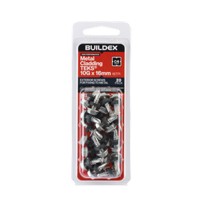 Buildex 10G x 16mm Class 4 Metal Cladding TEKS® Screws with Seal - 20 Pack