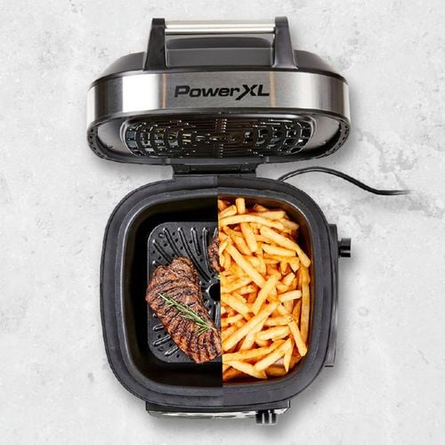 PowerXL
  Grill Air Fryer is a versatile 12-in-1 multi-cooker with Dual Therm
  technology - that air frys from above and grills from below.