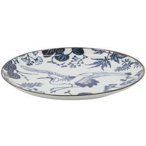 Tokyo Design Plate Flora Japonica Crane Motif Porcelain Microwave Safe 20cm