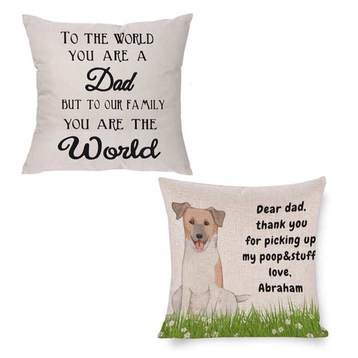 Catzon 2 Pcs Linen Throw Pillow Covers for Dear Dad Birthday Gifts for Father-Set 14