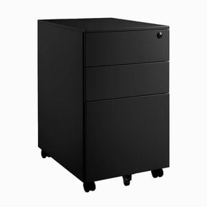 Desky Go Slimline Black Steel Mobile Pedestal