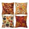 Catzon 4 Pcs Autumn Throw Pillow Covers Linen Thanksgiving Day Decor-Set 7