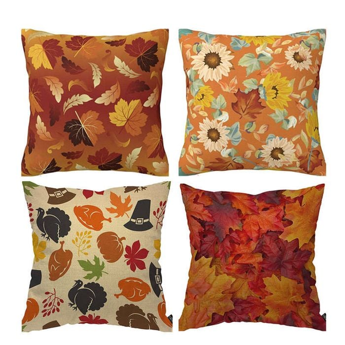 Catzon 4 Pcs Autumn Throw Pillow Covers Linen Thanksgiving Day Decor-Set 7