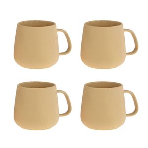 4PK Bramble Bay Summer Blooms Ceramic Everyday Kitchen Coffee Mug Beige
