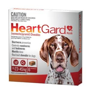 Heartgard 30 Plus Dog 23-45kg Brown 6pk WHGDPBR6