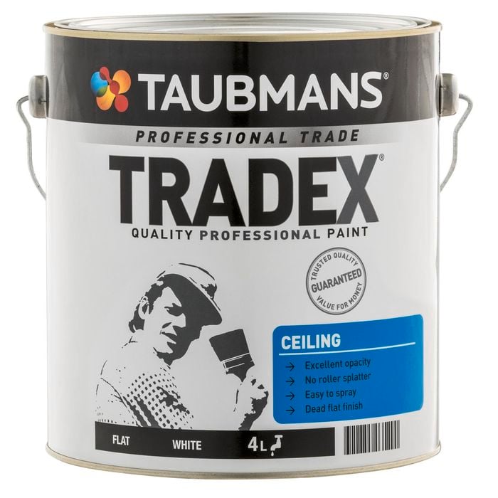 Taubmans Tradex White Flat Interior Ceiling Paint - 4L