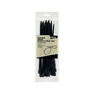Click 225mm Black Double Headed Cable Tie - 25 Pack