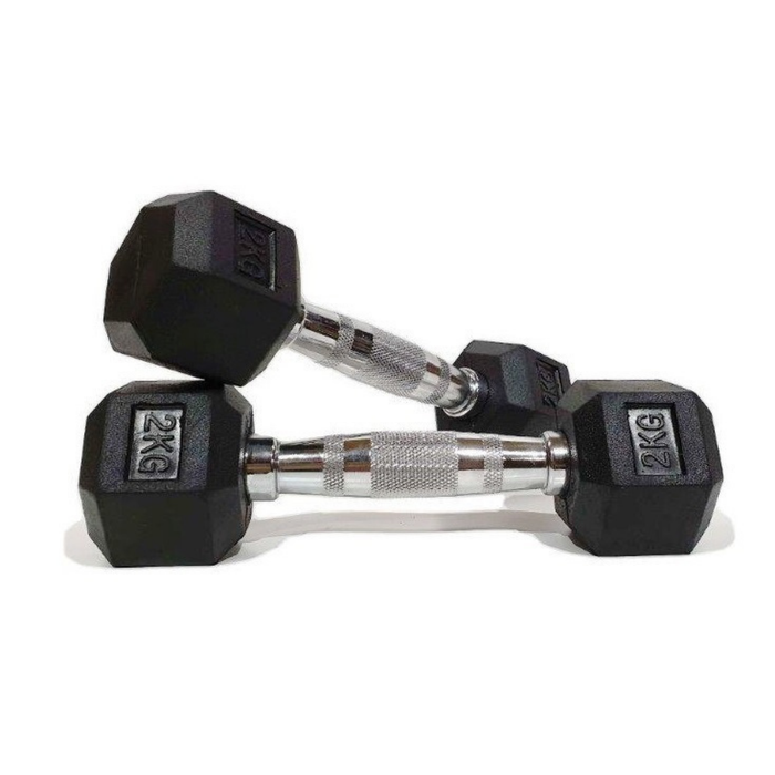 Morgan Rubber Hex Dumbbells - Pair [2kg]