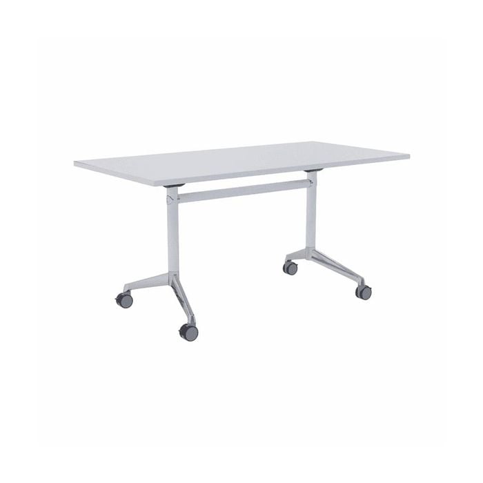 Olg Modulus Flip Table White And Silver Frame White Top L1200mm X W750mm