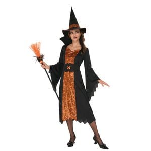 Rubies Witch Orange & Black Opp Women's Dress Up Party Halloween Costume Size L