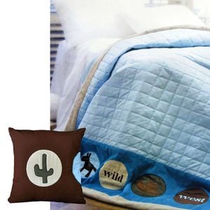 Happy Kids Wild Wild West Blue Embroidered Comforter Single with Bonus Cushion