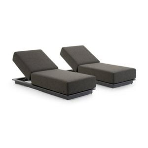 Whitehaven Outdoor Aluminium Single Sun lounge Set Charcoal & Deep Granite Cushions