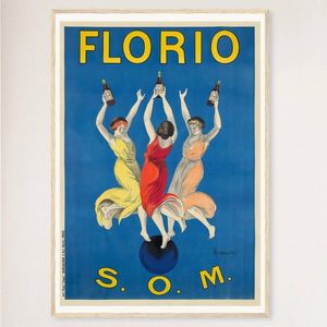 Galrie Stunning Florio S.O.M. Vintage Art Nouveau Poster by Leonetto Cappiello Home, Wood Frame, A2 42 x 60cm (16 x 24inch)