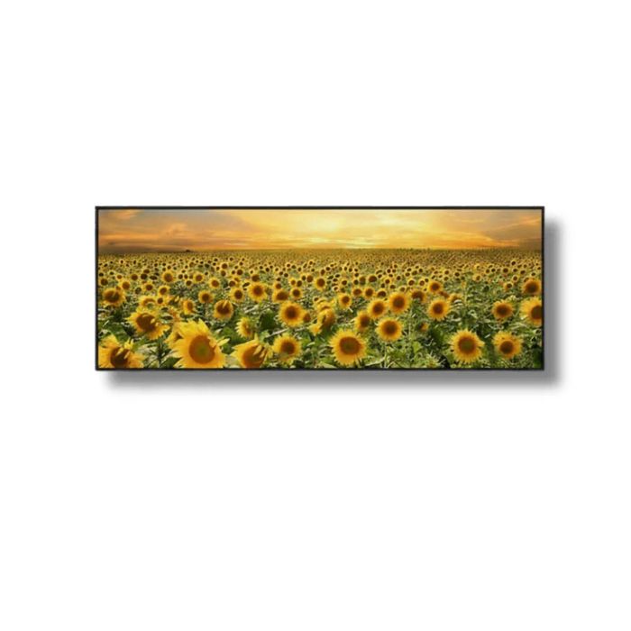 Golden Horizon: Radiant Sunflower Field Panoramic Framed Canvas (50x150cm)