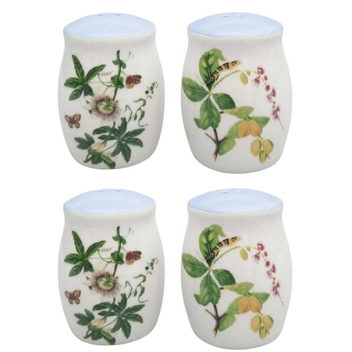 2x 2pc Urban Ceramic Botanicals Floral Salt and Pepper Shakers Set 8x6cm Blue