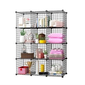 SOGA Black 12-Cube Storage Shelf