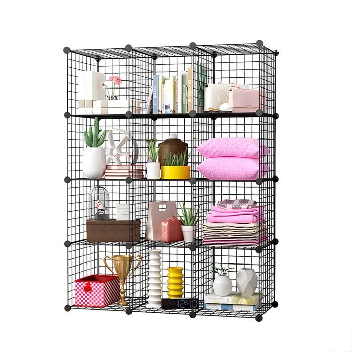 SOGA Black 12-Cube Storage Shelf
