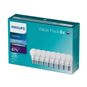 Philips A60 E27 LED 470Lm Cool Daylight 4W Globe - 8 Pack