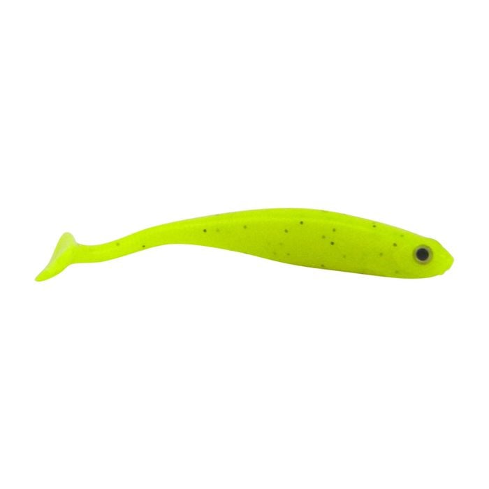 Swimerz Soft Shad 100mm Paddle Tail Lure, Chartreuse, 6 Pack