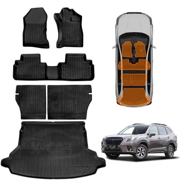 Floor Mats Boot Liner Set for Subaru Forester 2018-2024 Cargo Kick Mats Back Seat Protector Cover