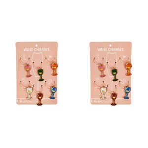 2x 6pc Urban Wine O'Clock 4cm Metal/Enamel Wine Charms