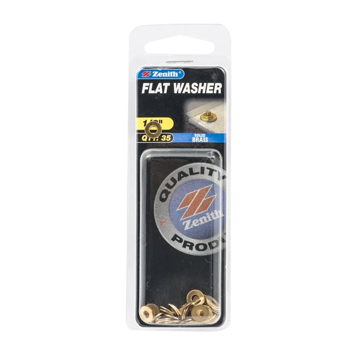 Zenith 1/8" Solid Brass Flat Washer - 35 Pack