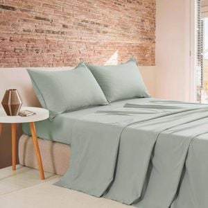 Cleverpolly Vintage Washed Microfibre Quilt Cover Set - Sage - King