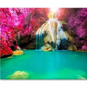 Wonderful Waterfall with Colorful Tree  Print 100% Australian Made 120 x 90cm  (Stretched)