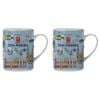 2PK Ashdene Land Down Under SA Bone China Drinking Mug Blue 370ml