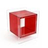 P&p Red Acrylic End Table Modern Cube Design Side Table With Shelf Unit