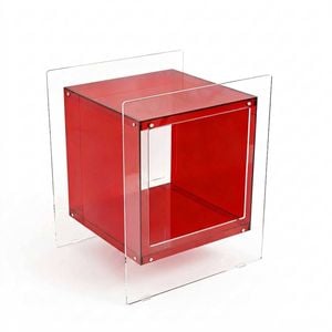 P&p Red Acrylic End Table Modern Cube Design Side Table With Shelf Unit