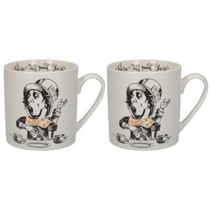 2pk Mikasa X V & A Alice In Wonderland Coffee Drinking Mug Mad Hatter 350ml