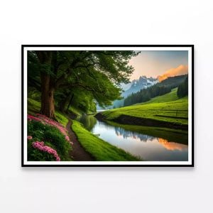 Serene River with Trees  Print 100% Australian Made 90x60cm  (Poster)