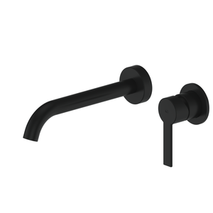 Greens Matte Black Penny Wall Basin Mixer