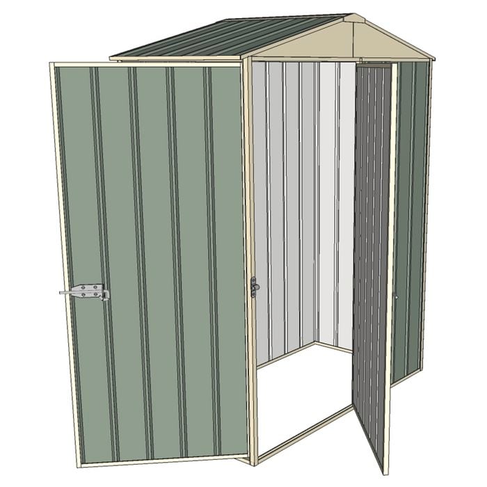 Build-a-Shed 1.5 x 0.8 x 2.3m Single Hinged Door Gable Shed with Single Hinged Side Door - Green