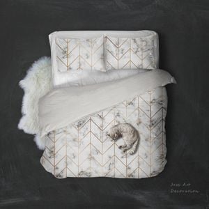 3D Marble Golden Lines Quilt Cover Set Bedding Set Pillowcases 95