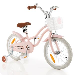 Costway 40cm Kids Bike Ride On Bicycle w/Training Wheels Pink