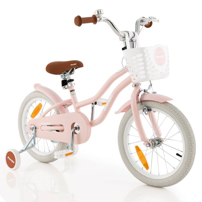 Costway 40cm Kids Bike Ride On Bicycle w/Training Wheels Pink