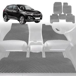 6D Diamond Car Floor Mats for Hyundai iX35 2010-2015-Full Set-Grey-Outback GT
