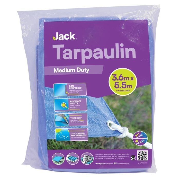 Jack 3.6 x 5.5m Medium Duty Tarpaulin