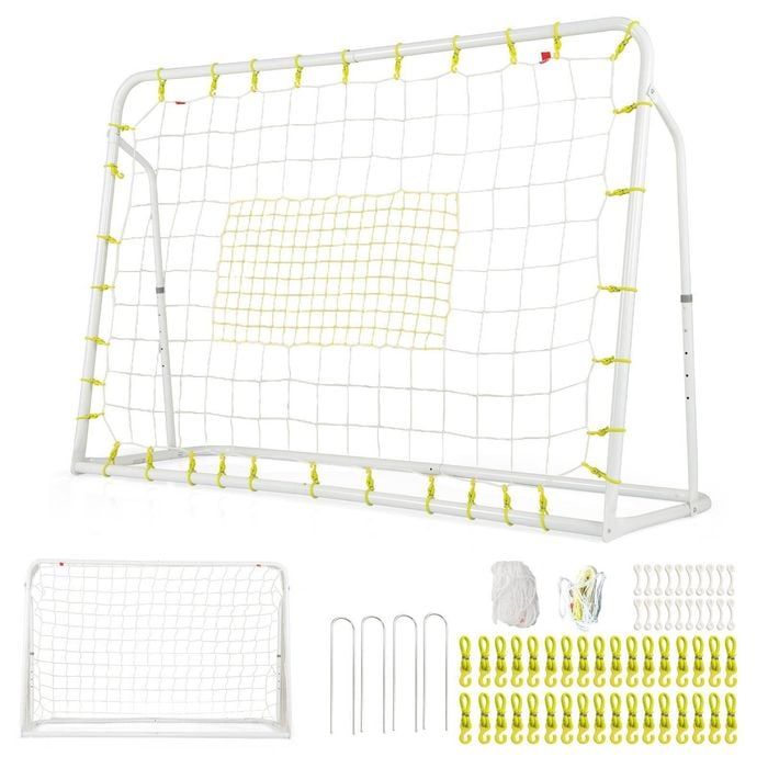 Costway 2-in-1 Kids Soccer Goal Adjustable Football Rebounder Net Training