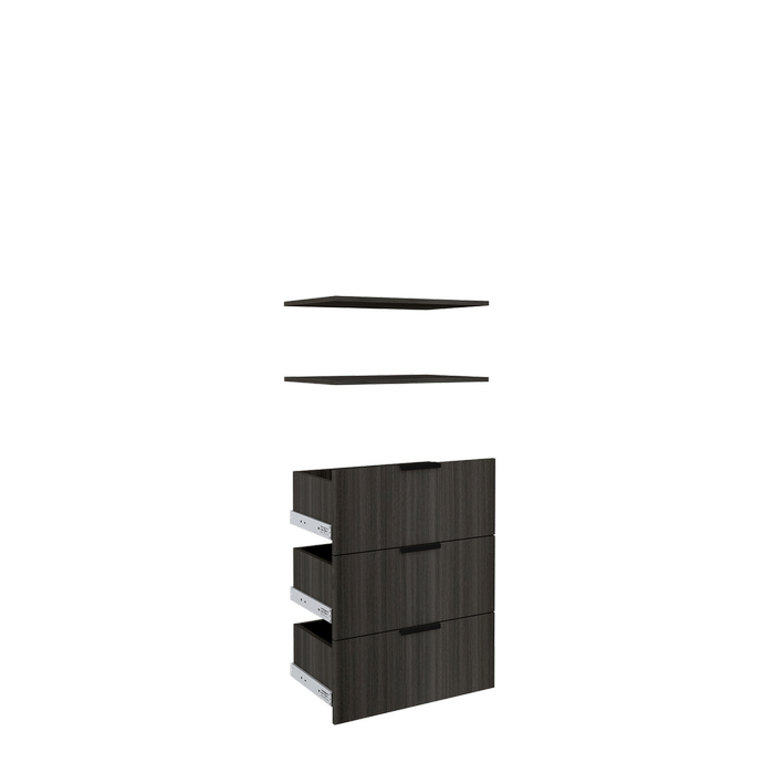 Lugna 3 Drawer 2 Shelf Insert Kit Storm - Fits 600 x 380mm Cabinet Shell